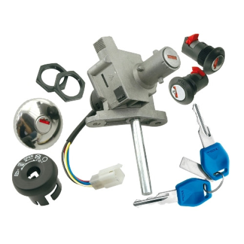 Kit serrature completo 1° equipaggiamento per MALAGUTI Madison 125 (99-01), Madison R RST 125 (02-04), Madison T 150 (99-01), Madison R 180 (01-02), Madison S Rst 200 (02), Madison RS Rst 250 (04), Madison S 250 (99-01), Madison K 400 (02)