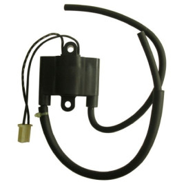 BOBINA ALTA TENSIONE GIAPPONESE DOPPIA ACCENSIONE F6T532 0,2 Ohm PER CDI - 2 CONTATTI C/CONNETTORE LUNGHEZZA CAVATTI 15 cm.  - CAVI AT IN FUSIONE 25 - INT. FORI 60 mm. PER SUZUKI XF 650 FREEWIND