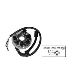 Statore 6 poli c/piastra per PIAGGIO VESPA PK 50 XL/XL RUSH/N/FL (85/90 - c/avv.to elett.) - VESPA PK 125 XL/FL (86/90 - c/avv.to elett.) - VESPA PK 125 S (82/85 - c/frecce - s/avv.to elett.) - PK 125 XL (86/89) - PK 125 FL (89/90)