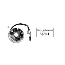 Statore 6 poli c/piastra per PIAGGIO VESPA PX 125/150 E (81/> - ELETTRONICA C/BATTERIA)  VESPA PX 125/150/200/E/ARCOBALENO (81/97 - C/AVV.TO ELETT.) - VESPA P 200E (79/83 - C/BATTERIA)