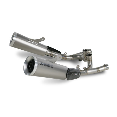 Coppia terminali di scarico Akrapovic SPLIT-ON fodera conico Titanio Omologati YAMAHA V MAX (2009-2015)