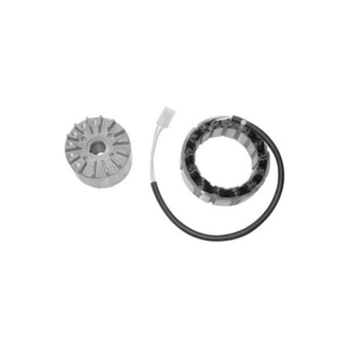 Alternatore Ducati 14 poli a ponte 350W - 2 cavi c/connettore - rotazione max. 14000 giri statore diam. 112/77,3 - rotore diam. 76 - spessore 47 mm.- cono diam. 18 MOTORE MOTO GUZZI per MOTO GUZZI 1000 GT/QUOTA/DAYTONA/STRADA/V10 CENTAURO 1100 CALIFORNIA