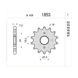 KIT TRASMISSIONE ORIGINALE DID - PIGNONE 14 - CORONA 42 MAGLIE 124 - CATENA 428-D - SUZUKI  GN 125 (1982-2000)