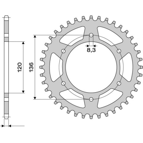 CORONA IN ACCIAIO CEMENTATO 41 DENTI PASSO 520 YAMAHA TDR 250 (88/92) - TZR 250 (85/89)