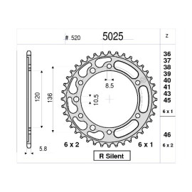 KIT TRASMISSIONE DID PIGNONE 16 CORONA 39 CATENA 520-VX2 - 106 MAGLIE - RAPPORTI MODIFICATI -1 DI PIGNONE YAMAHA RD 350 LC (1983-1995)