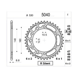 KIT TRASMISSIONE ORIGINALE DID - PIGNONE 17 - CORONA 45 MAGLIE 110 - CATENA 50-VX - KAWASAKI  ZX-10 TOMCAT B1-3 (CONV. #530) (ZX1000B) (1988-1990)