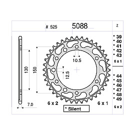KIT TRASMISSIONE DID PIGNONE 16 CORONA 44 CATENA 525-ZVMX MODIFICA RAPPORTI +2 CORONA YAMAHA TDM 900 / ABS (2002/2010)