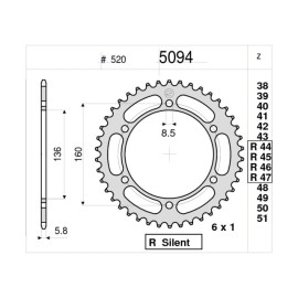CORONA IN ACCIAIO DA 45 DENTI PASSO 520 per BETA 350 EURO +1 DENTI