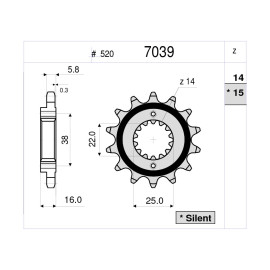 PIGNONE IN ACCIAIO CEMENTATO DA 14 DENTI PASSO 520 DUCATI MONSTER 400 (2003/2004)