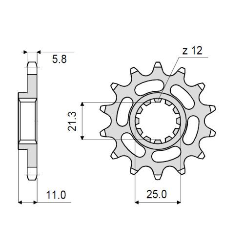 PIGNONE IN ACCIAIO CEMENTATO DA 13 DENTI PASSO 520 HUSQVARNA TE 310 (2009-2012)