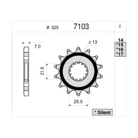 PIGNONE IN ACCIAIO CEMENTATO DA 17 DENTI PASSO 525 KAWASAKI ZX 10 R (2004-2010)