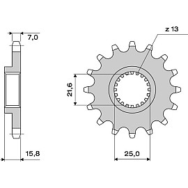PIGNONE IN ACCIAIO CEMENTATO DA 15 DENTI  PASSO 525 KAWASAKI ZX-6R  636 (1998-2002)