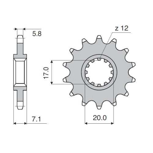PIGNONE IN ACCIAIO CEMENTATO DA 11 DENTI  PASSO 420 APRILIA 50 MX (04/06) - RS (99/04) - RX / 6v (99/04) - TUONO (03/04) - BETA 50 RR / MOTARD (02/09) - MALAGUTI  50 XSM / XTM (04/08) - YAMAHA 50 DT / R / X / SM (03/08) - TZR (03/06)