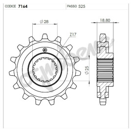 PIGNONE IN ACCIAIO CEMENTATO ALLEGERITO 16 DENTI PASSO 525 per F 650 GS (2008-2009) - APRILIA 1000 RSV (1998-1999) - HUSQVARNA 900 NUDA (2012>)