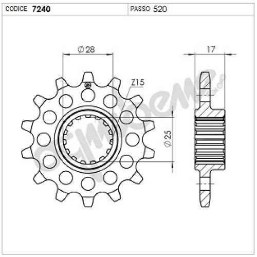 PIGNONE PROFESSIONALE 16 DENTI (PASSO 520) per  DUCATI PANIGALE V4 / S (2018>)