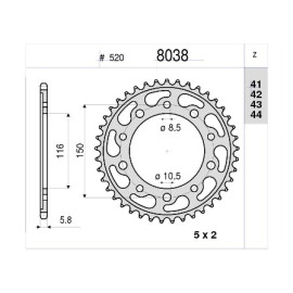 KIT TRASMISSIONE DID PIGNONE 14 CORONA 44 CATENA 520-VX2 MODIFICA RAPPORTI +2 DI CORONA 112 MAGLIE APRILIA  RS 250 (1995-2004)
