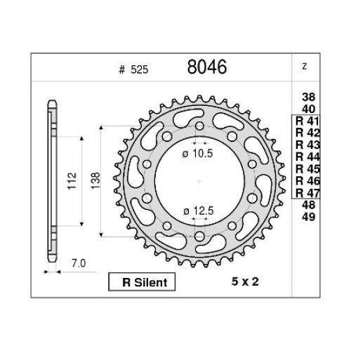 CORONA 47 DENTI PASSO 525 per HONDA HORNET 600 (1997-2014)