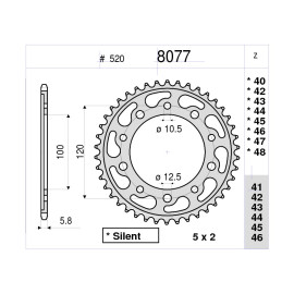 CORONA DA 40 DENTI IN ACCIAIO CEMENTATO PASSO ORIGINALE 520 APRILIA RS 125 (2006-2011)