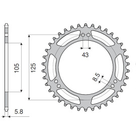 CORONA DA 45 DENTI IN ACCIAIO CEMENTATO PASSO ORIGINALE 420 YAMAHA DT 50 R (07/08)