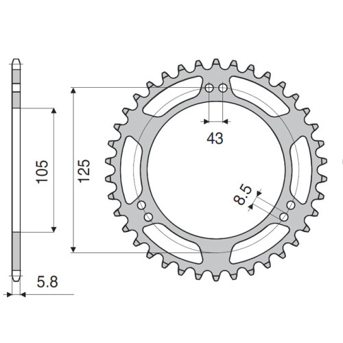 CORONA DA 45 DENTI IN ACCIAIO CEMENTATO PASSO ORIGINALE 420 YAMAHA DT 50 R (07/08)