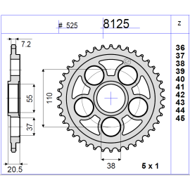 KIT TRASMISSIONE DID PIGNONE 15 CORONA 45 CATENA 525-ZVMX MODIFICA RAPPORTI + 2 DI CORONA 106 MAGLIE DUCATI 998 MONSTER S4 RS / R testastretta (2007-2008)