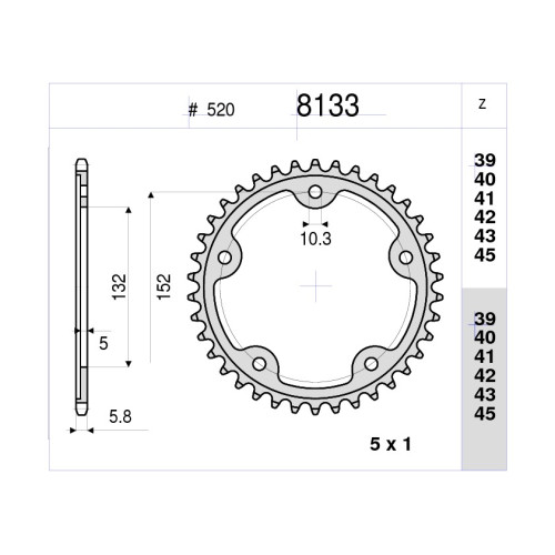 CORONA IN ERGAL 43 DENTI  PASSO 520 per  MV AGUSTA F3 675  (2012-2013)