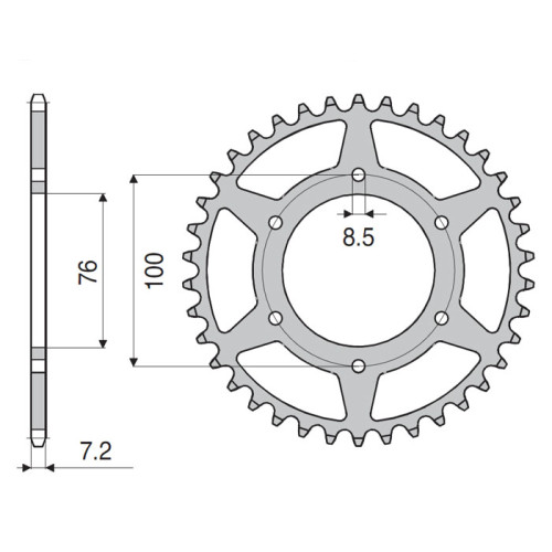 CORONA DA 48 DENTI IN ACCIAIO CEMENTATO PASSO ORIGINALE 428 YAMAHA YZF-R 125 (2008/2010)