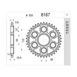 KIT TRASMISSIONE DID PIGNONE 15 CORONA 41 CATENA 520-ERV3 106 MAGLIE PER DUCATI PANIGALE 1199 (2012>) MODIFICA +2 DI CORONA