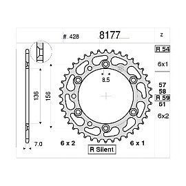 KIT TRASMISSIONE DID PIGNONE 13 CORONA 59 CATENA 428-NZ MODIFICA RAPPORTI -1 PIGNONE 138 MAGLIE - HUSQVARNA 125 TE 125 4T #428 (2011-2013)