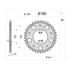 Kit GP Racing DID Passo 520, Pignone 22, Corona 47 Denti, CATENA DID 520 ERV3 G&G 102 MAGLIE per GILERA GP 800 - Centenario (2007-2011) - APRILIA SRV 850 - ABS ATC (2012)