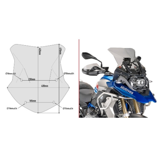 Cupolino specifico fumé 43,5 x 43 cm (H x L) per BMW R 1250 GS (2019>)