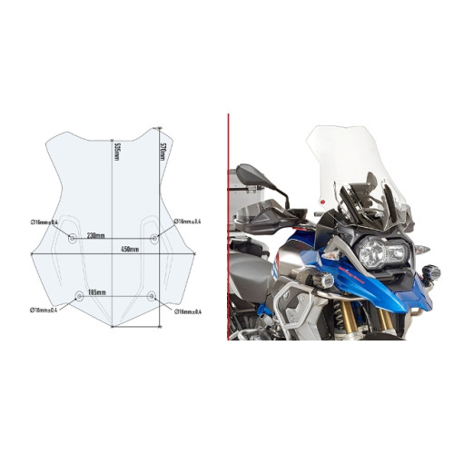 Cupolino specifico trasparente 53,5 x 45 cm (H x L) per BMW R 1250 GS (2019>)