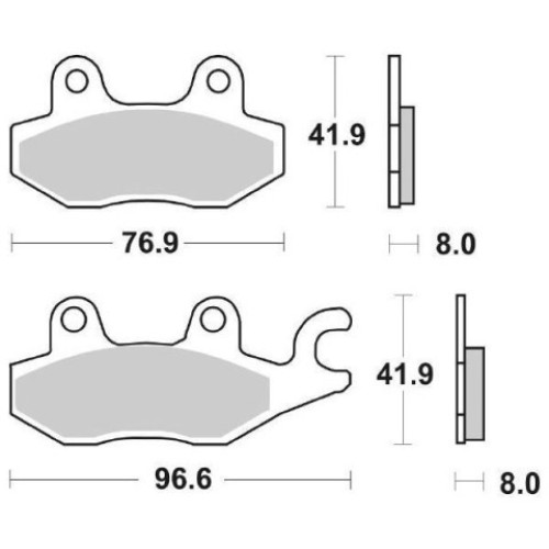 PASTIGLIE FRENO POSTERIORE SBS (SINTERIZZATA) KAWASAKI EX Ninja R 250 / 300 - KLE Versys X ABS 300 - Ninja 400 - CAGIVA Canyon 500 / 600 - Elefant / Elefant I.E. 900 - Navigator 1000 - TRIUMPH Trident 750 - Speed Triple Carb. 885 - Daytona 900 - Tiger 900