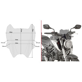 Cupolino specifico, fumé 21 x 28 cm (H x L) per HONDA CB 300 R (2018-2019)