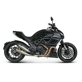 Doppio Terminale di scarico Akrapovic SPLIT-ON Esagonale Full Tianio Fondello Carbonio e DB-Killer Omologato DUCATI DIAVEL 1200 (2011/2013)