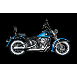 Coppia Terminali di Scarico Akrapovic SPLIT-ON Omologati Cromati per HARLEY DAVIDSON SOFTAIL FLSTC