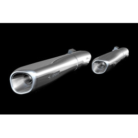 Coppia Terminali di Scarico Akrapovic SPLIT-ON Omologati Cromati per HARLEY DAVIDSON SOFTAIL FLSTC