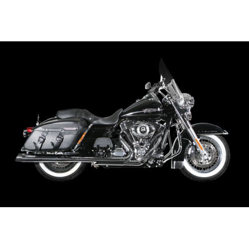 Coppia Terminali di Scarico Akrapovic SPLIT-ON Omologati Cromati con Fondello Nero per HARLEY DAVIDSON TOURING
