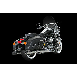 Coppia Terminali di Scarico Akrapovic SPLIT-ON Omologati Cromati con Fondello Nero per HARLEY DAVIDSON TOURING
