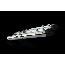 Coppia Terminali di Scarico Akrapovic SPLIT-ON Omologati Cromati con Fondello Nero per HARLEY DAVIDSON TOURING