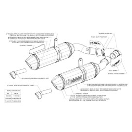 Coppia terminali di scarico Akrapovic SPLIT-ON Esagonali in Titanio/Carbonio DB-Killer Omologati KAWASAKI Z 1000 / Z 1000 ABS / Z 1000 SX (2010/2013)