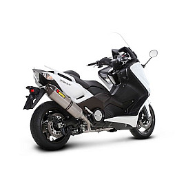 Scarico Completo Akrapovic RACING Esagonale in Acciaio Inox NON omologato fodero titanio fondello carbonio per YAMAHA T-MAX 500 /T-MAX 530 (08/14)