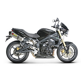 Coppia terminali di scarico Akrapovic SPLIT-ON Esagonali Titanio / Carbonio con DB-Killer Omologati TRIUMPH STREET TRIPLE 675 / R (2008/2012)
