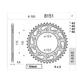 CORONA IN ERGAL CEMENTATA 45  DENTI  PASSO 520 per BMW S 1000 RR / ABS  (2010-2013)