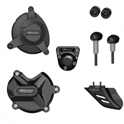 KIT COMPLETO GB RACING PROTEZIONI CARTER (3 PEZZI) + NOTTOLINI CAVALLETTO + PROTEZIONE CORONA PER BMW S1000RR (2009-2016)