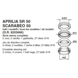 Cuscinetti Sterzo BUZZETTI per APRILIA SCARABEO 50 / SR 50 tutti i modelli