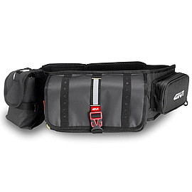 Marsupio attrezzato con scomparto porta attrezzi, porta borraccia e porta telefono waterproof.