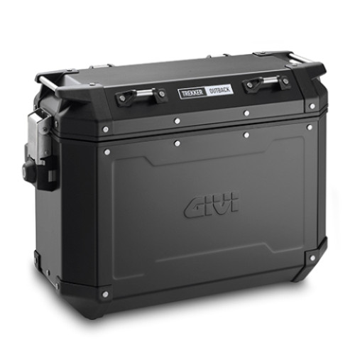 Valigia laterale Trekker Outback Black Line, in alluminio verniciato nero, 37 lt.
