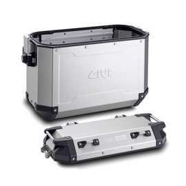 Coppia Valigie laterali Trekker Outback, in alluminio naturale, 37 lt. 1 OBKN48AL (SX)  E 1 OBKN37AR (DX). Con chiave uguale e terzo cilindretto da montare sull'eventuale Top Case