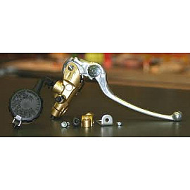 Pompa Freno Radiale anteriore Nissin 19x21mm Strada / Pista con serbatoio e switch stop colore oro